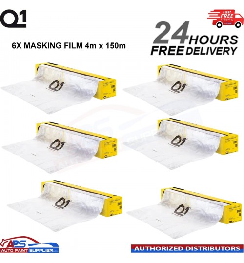 6x Q1 MASKING FILM SHEETING ROLL 4M X 150M PREMIUM AUTOMOTIVE PAINT PROTECTON